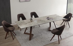 Wholesale High <strong>Gloss</strong> Marble <strong>Dinning</strong> Room Set Italian Daining Large Luxury <strong>White</strong> Wedding Extendable Dining Chairs and <strong>Tables</strong> - Product Image 4