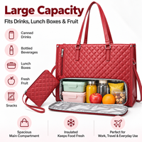 Sac Isotherme Portable Grande Capacité en PU de Haute Qualité avec Fermeture Éclair – Style Vintage Tendance pour Femmes, Idéal pour le Travail, les Pique-niques et les Affaires