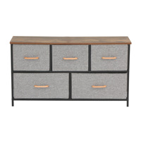 Armoire de rangement en tissu avec 5 grands tiroirs, construction en métal et tissu, gain de place, pour salon et chambre d'enfant