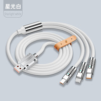 Kabel Data pengisi daya ponsel 3-In-1, kabel Transfer silikon pengisian daya ponsel cepat 3-In-1 1.2 Meter 3In1