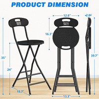Tabouret de bar pliable moderne avec design ergonomique, hauteur réglable, supporte 450 lb, facile à ranger et à transporter, lot de 2 chaises incluses, noir