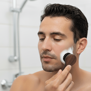 Brosse nettoyante pour le visage de haute qualité, fabriquée directement par le fabricant, avec manche en bois, poils en aluminium et en nylon, modèle AB-042 - Product Image 4