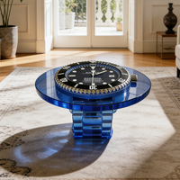 Moderner Luxus-Uhrenförmiger Fiberglas-Couchtisch Runde Glasplatte Wohnzimmermöbel Einzigartiger Designer Kreativer Kunsttisch