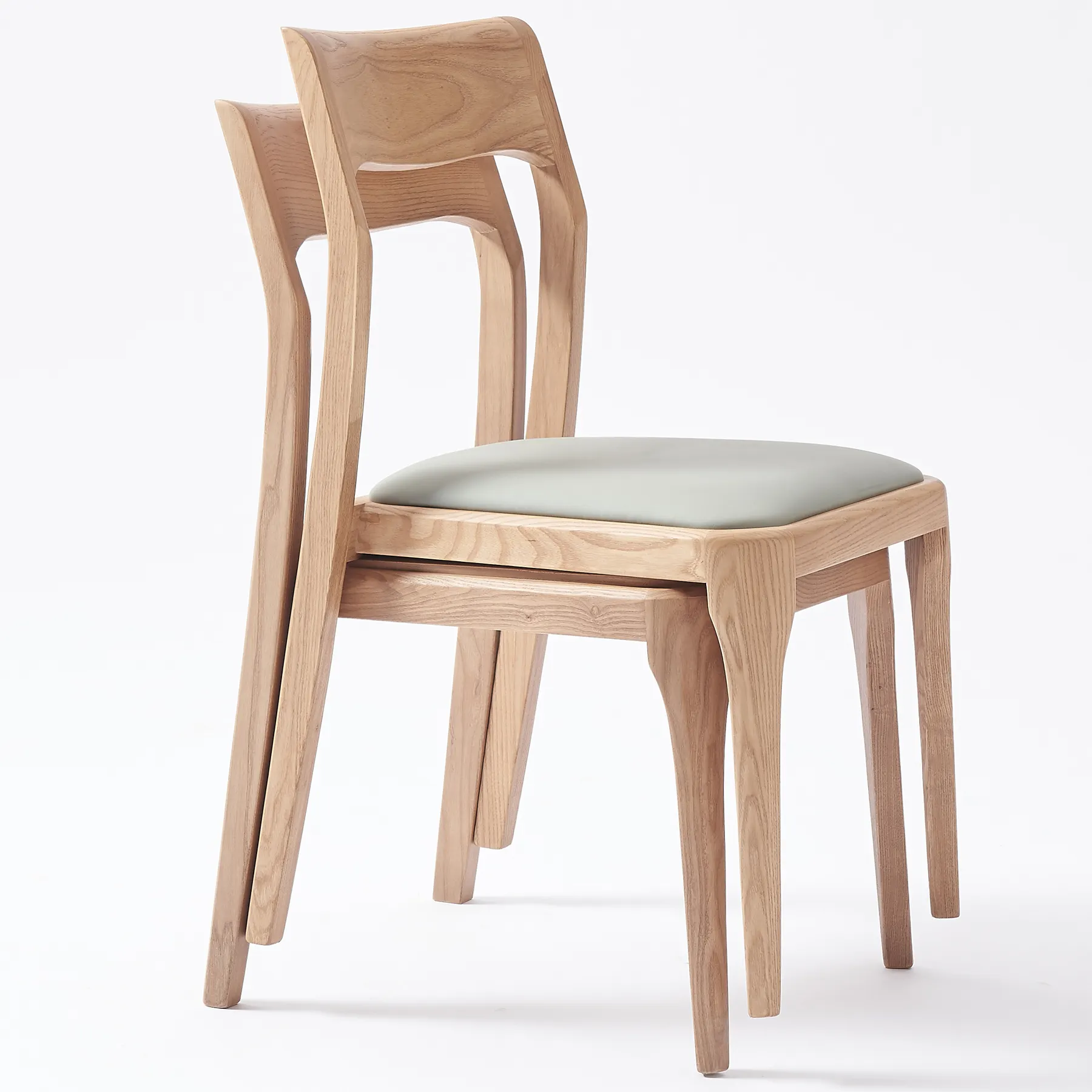 Sedia da pranzo in legno massello di frassino con cuscino sedili imbottiti sedie impilabili in legno di legno per progetto ristorante caffetterie