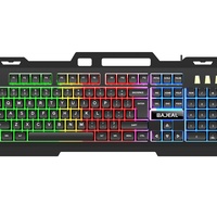Nuevo Teclado Óptico para Juegos con Cable USB 2.0, Resistente al Agua, con Retroiluminación LED de Arcoíris, Metálico, Tamaño Completo, con Soporte para Muñeca