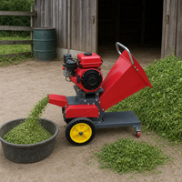 Nouvelle Hacheuse à Fourrage Mobile 168 7.0HP à Essence avec Grande Trémie, Coupe Uniforme, Capacité 1 Tonne/Heure pour Alimentation des Vaches, Moutons et Chèvres