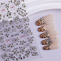 Autocollants 3D en plastique auto-adhésifs pour ongles Qianya Valentine Leopard Bow, support OEM/ODM par modèle, 500 pièces