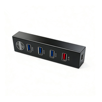COMTOP USB 3.0 Hub Docking Station dengan Pengisian Cepat 2.4A RJ45 LAN 1000M Aluminium Alloy USB-C Hitam Perak Laptop Tersedia di Stok