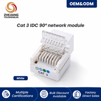 Modulo Telefonico RJ11 a Quattro Nuclei 4P4C Senza Utensili IDC, Presa Keystone CAT3 Bianca per Pannello a Muro PC, Uscita Voce Dorata