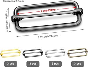 Coobigo Pack Inch Metal Tri Glide <b>Slides</b> Bag Adjuster Strap Clip Slider Adjustable Buckles For Gym Shoulder Handbag Nylon Webbin - Product Image 2