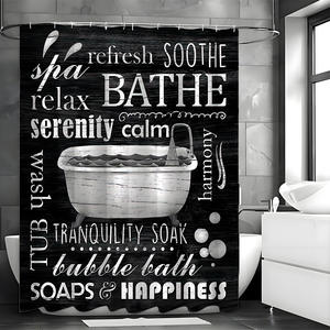 Cortina <span class=keywords><strong>de</strong></span> Ducha Plegable <span class=keywords><strong>de</strong></span> Poliéster Grueso con Impresión Personalizada, 180x180cm, Impermeable, con 12 Ganchos, Ecológica, Antimoho, Diseño 3D - Product Image 2