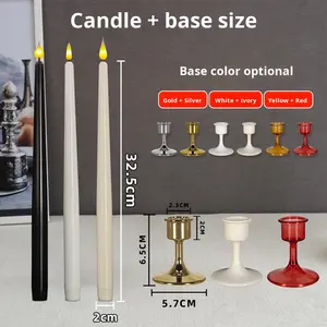 Candela Elettrica <span class=keywords><strong>LED</strong></span> a Batteria con Fiamma Tremolante 3D Realistica per Decorazioni Casa e Matrimoni - Product Image 2