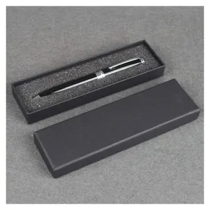 Caja de lápiz de papel negro, paquete de regalo de esponja, logotipo personalizado, caja de regalo pequeña
