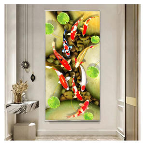 ภาพวาดผ้าใบในบ่อโปสเตอร์ที่ทันสมัยและพิมพ์ภาพศิลปะบน<span class=keywords><strong>ผนัง</strong></span>สำหรับ<span class=keywords><strong>ห้อง</strong></span>นั่งเล่นตกแต่งบ้าน cuadros KOI ปลาฮ<span class=keywords><strong>วง</strong></span><span class=keywords><strong>จุ้ย</strong></span>ปลาคาร์พดอกบัว - Product Image 4