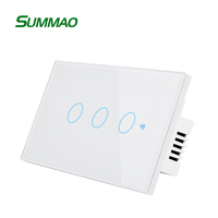 Interrupteur variateur de lumière en verre Tuya Smartlife Wifi RF433 sans neutre 1/2/3/4 gang, norme américaine, commande vocale Google Home Alexa