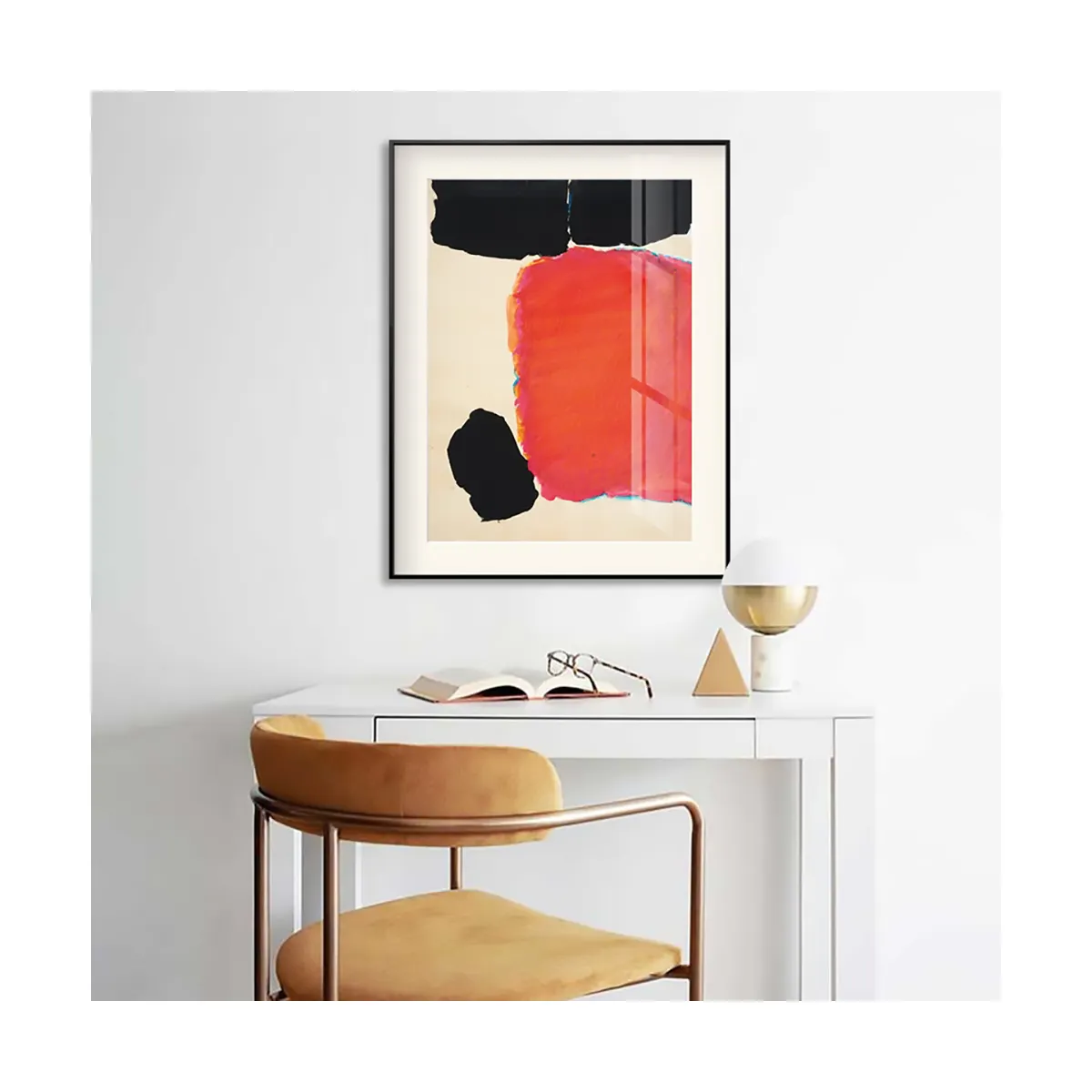 Turuncu kırmızı paintingmodern soyut asılı boyama oturma odası alüminyum alaşım çerçeve boyama İskandinav minimalist ve ışık lüks