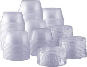 Gobelets en plastique de 3,25 oz avec couvercles pour la conservation des aliments, petits récipients pour sauces et compléments alimentaires - Product Image 2