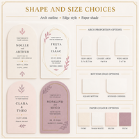 Carte d'invitation de mariage personnalisée en gros, carte de menu imprimée en forme d'arche, marque-place, panneau de table, estampage à chaud, OEM ODM