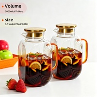Carafe à eau carrée en verre de 2000 ml pour la maison et les restaurants, idéale pour la limonade, les jus et le thé.