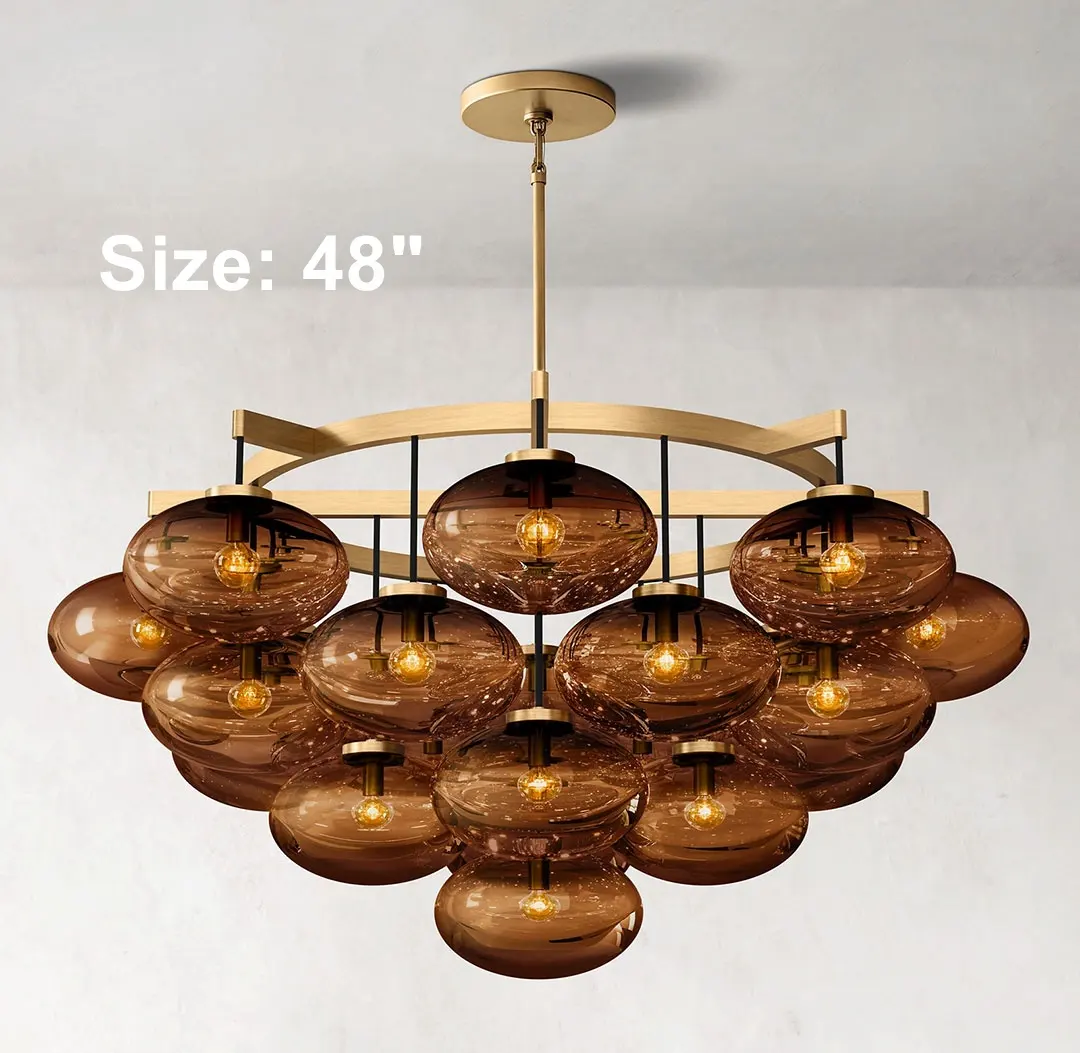 American Round Glass Ball Hanging Lamp Suspension Luminaire Living Room Simple Chandelier