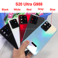Coque arrière de téléphone portable en verre avec design barre pour S20 Ultra S21 Ultra (G988 G998), avec protection d'objectif d'appareil photo et batterie d'origine