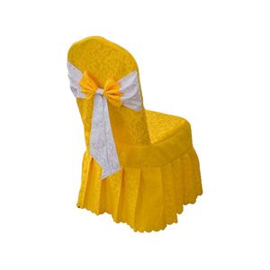 Housses de chaise en dentelle jaunes de haute qualité, extensibles, plusieurs couleurs, taille universelle, housses de chaise à ruban pour l'intérieur - Product Image 2
