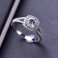 BOHAN Bague de Fiançailles et de Mariage Romantique en Argent Sterling Plaqué Or Rose avec Diamant CZ 1ct à Haute Teneur en Carbone et Sertissage Griffe Halo