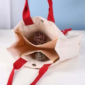 Customized Cotton Canvas Handbag With Webbing Handle Canvas <b>Tote</b> <b>Bag</b> With Ribbon Handle Customized Logo Canvas Gift <b>Bag</b> - Product Image 4