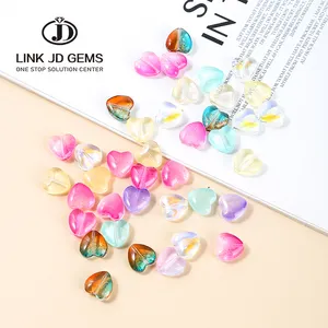 12*5mm Small Heart Shape Inside Hole Colorful Lampwork Crystal Glass Loose Beads For Jewelry Making DIY Crafts