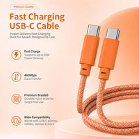 Câble USB C vers C 60W, tressé en nylon, cuivre pur, 20V 3A, synchronisation des données 480 Mbps, coque en PVC pour MacBook, téléphone, tablette