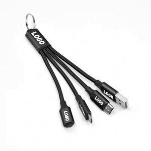Factory 13Cm Weave 2A Short Portable 3 in 1 Charging Type C to <b>Usb</b> <b>2.0</b> With Keychain <b>Cable</b> Custom Promotional Gifts - Product Image 6