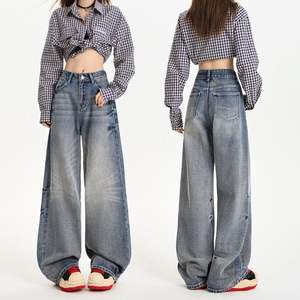 <span class=keywords><strong>Jeans</strong></span> corti Vintage di fascia alta da <span class=keywords><strong>donna</strong></span> <span class=keywords><strong>Jeans</strong></span> larghi dritti stile High Street lavati a vita alta - Product Image 3