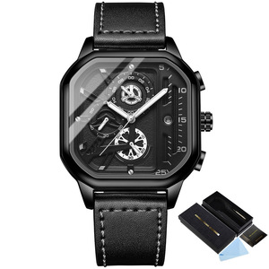 <span class=keywords><strong>Orologio</strong></span> da Polso BINBOND B6577 per Uomo, Design Quadrato Unico, Cronografo al Quarzo, Impermeabile con Cinturino in Pelle - Product Image 5