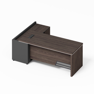 Moderno legno noce a forma di L scrivania da ufficio CE certificata stazione di lavoro estensibile mobili per capo/amministratore delegato e segretario - Product Image 6