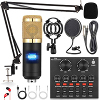 Kit de microphone à condensateur BM800 avec carte son V8, diaphragme de 16 mm, directivité cardioïde, filaire, pour diffusion en direct