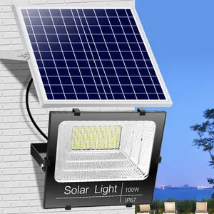 Large 100W 10000W 250W 50 Watt Led Lithium Photocell Ip65 Floodlight All Night Panel Solar Flood Light With Solar Panels