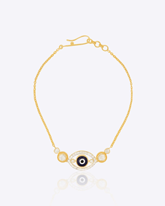 กำไลข้อมือ Evil-Eye Halo สุดหรู กำไลข้อมือเสริมสิริมงคล ดีไซน์สวยงาม ประดับคริสตัลสีน้ำเงิน โทนสีทองพรีเมียม - Product Image 4