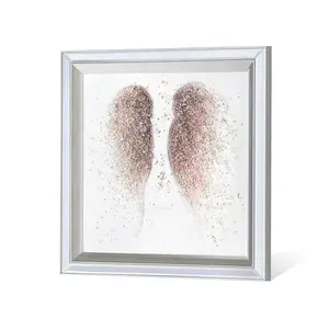 Unique Design Framed Printed Clear Bead Droplets Wing Crystal Resin Epoxy Wall Art