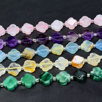 Brin de perles de pierre de trèfle à quatre feuilles en cristal de guérison naturelle, pierre précieuse de variété pour la fabrication de bijoux à bricoler soi-même, 11x11x5mm