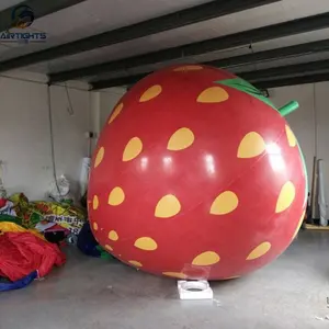 Globo de helio de fresa, globo inflable gigante de fresa