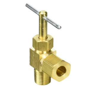 Válvula de Aguja Angular de Latón Serie NV104C-4-2, Tubo de Compresión de 1/4\" x Rosca Macho de 1/8\" - Product Image 2