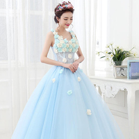 Robe de mariée Feishiluo, style coréen sexy, bleu clair, princesse, longueur au sol, col en V, dos nu, perlée, coupe A, pour la mère de la mariée