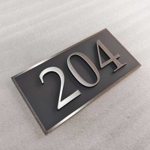 <span class=keywords><strong>Plaque</strong></span> de porte personnalisée en acier inoxydable brossé, étanche IP65, pour montage mural extérieur, numéro de <span class=keywords><strong>maison</strong></span> pour hôtel, <span class=keywords><strong>maison</strong></span> et centre commercial - Product Image 1