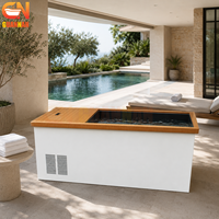 Baignoire de glace avec refroidisseur en bois et acier inoxydable pour la récupération et la thérapie à domicile, au spa ou à la salle de sport