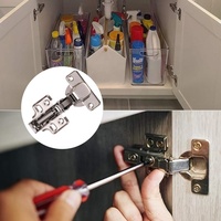 Charnières de porte dissimulées européennes à fermeture amortie réglables pour armoires de cuisine et de chambre à coucher, demi-couverture, sans cadre, avec vis assorties, faciles à installer