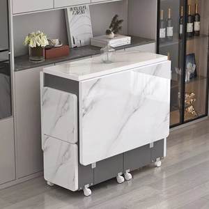 Set <span class=keywords><strong>Tavolo</strong></span> da Pranzo Pieghevole Estensibile, <span class=keywords><strong>Tavolo</strong></span> da <span class=keywords><strong>Cucina</strong></span> Mobile con Armadietto e Ruote Bloccabili per Piccoli Spazi, Casa e Appartamento - Product Image 6