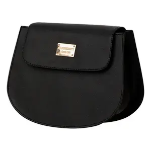 Sac bandoulière pour femme Fana Susana en cuir microfibre noir 23x18x8 cm avec fermeture à rabat, sac pour téléphone portable, style uni - Product Image 3