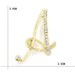 Broche de Moda con <span class=keywords><strong>el</strong></span> Alfabeto Inglés, Incrustado con Diamantes de Imitación, Broche de Aleación, Accesorio de Ropa Simple, Pin - Product Image 6