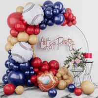 Kit d'arche de ballons de baseball en gros, guirlande de ballons en latex bleus, rouges et nude, et ballons en aluminium de baseball, décorations de fête sur le thème du sport