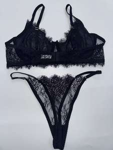 <span class=keywords><strong>Sujetador</strong></span> Balconette de Encaje Negro con <span class=keywords><strong>Push</strong></span>-<span class=keywords><strong>Up</strong></span>, Transparente, con Bordado Floral, Tejido, Copa 3/4, Sin Forro, con Aros, para Mujer - Product Image 2